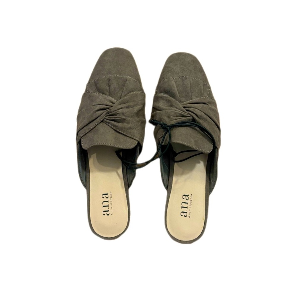 Ladies Faux Suede Taupe Mule Flats by a.n.a